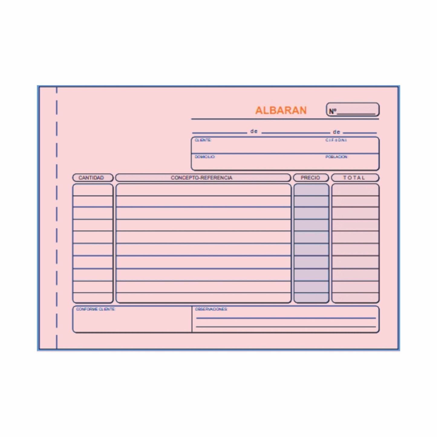 Talonario Albarán Duplicado Autocopiante, T-119 | LOAN - Talonario 100 Hojas (50 Blancas y 50 Rosa), Horizontal 21 x 15 cm // Pack 10 Unidades