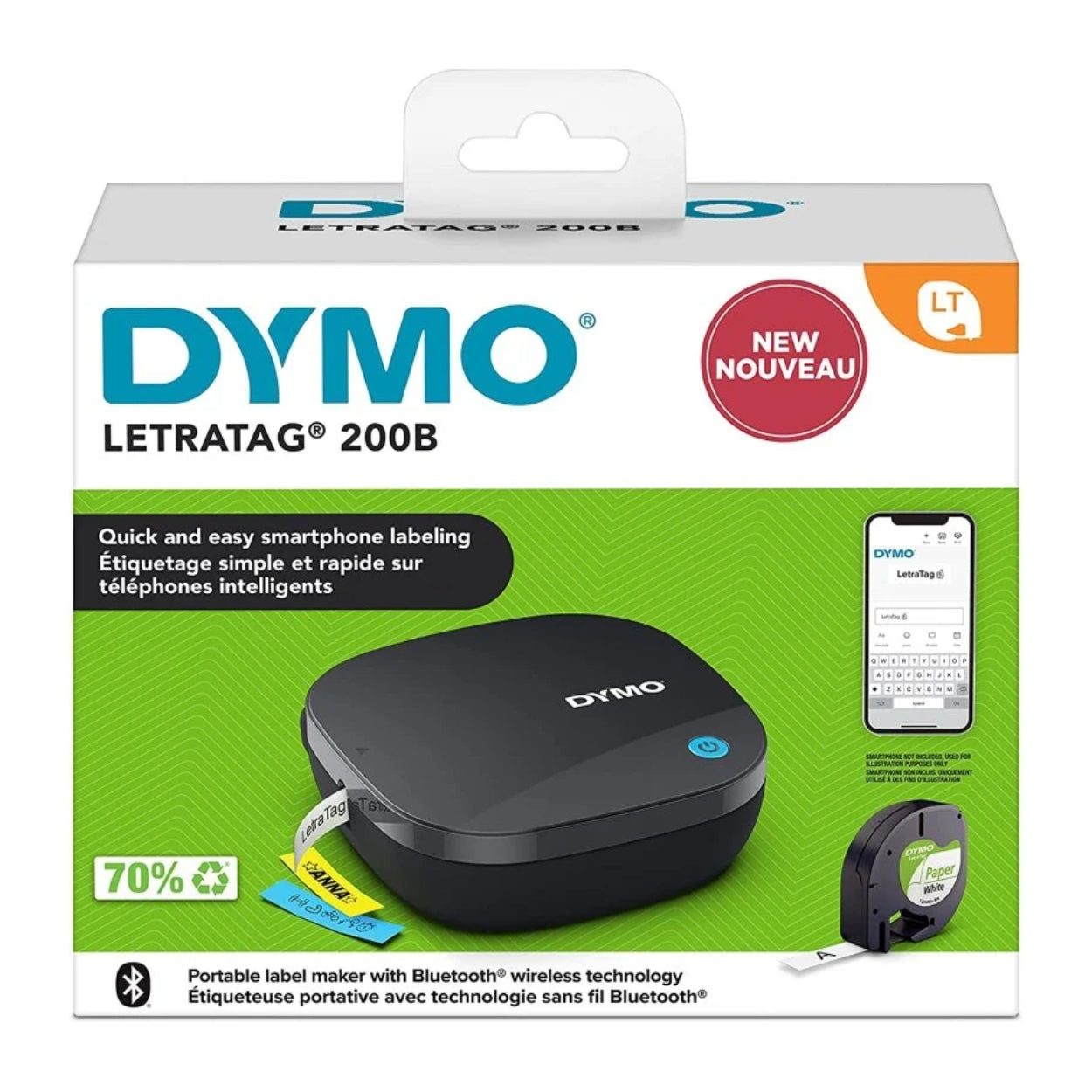 DYMO LetraTag® 200B Bluetooth®Impresora de etiquetas - Rotuladora, iOS y Android, Con cinta papel