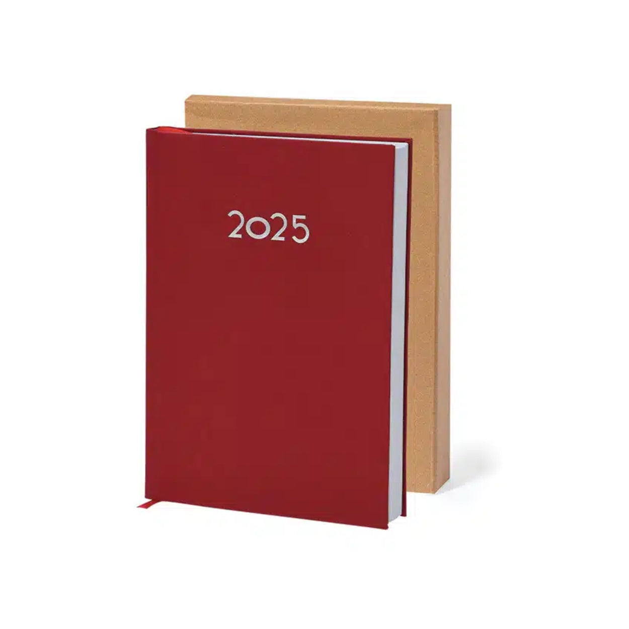 Agenda 2025 tacto suave | Agenda anual día/página, marcapáginas de tela, cubiertas rígidas y acolchadas con fecha en plateado