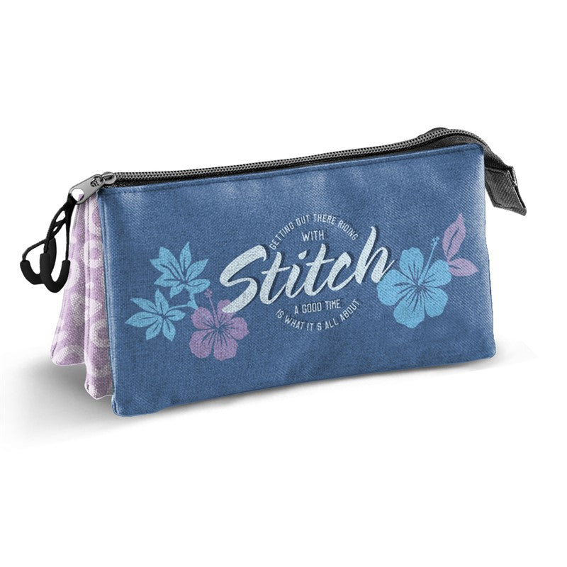 Portatodo, estuche , plumier , Triple cremallera , Skate Lilo y Stitch