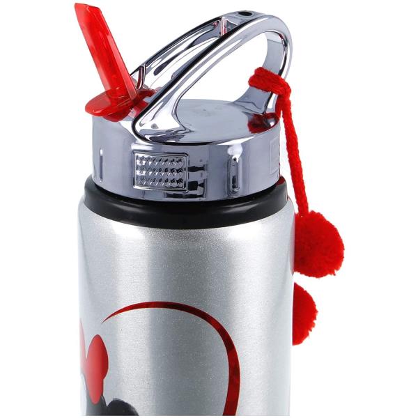 Botella de aluminio con boquilla accionable y decorada con ilustración de Minnie. Capacidad: 710 ml.