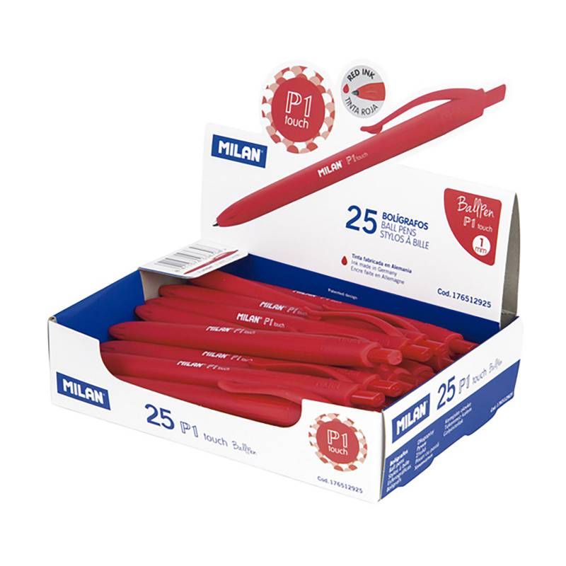 Bolígrafo MILAN 'P1 touch', rojo, caja 25 unidades
