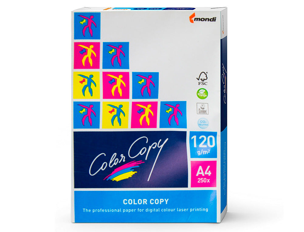 Papel fotocopiadora color copy din a4 120 gramos paquete de 250 hojas.
