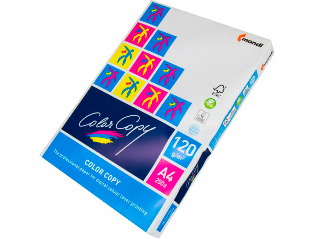 Papel fotocopiadora color copy din a4 120 gramos paquete de 250 hojas.