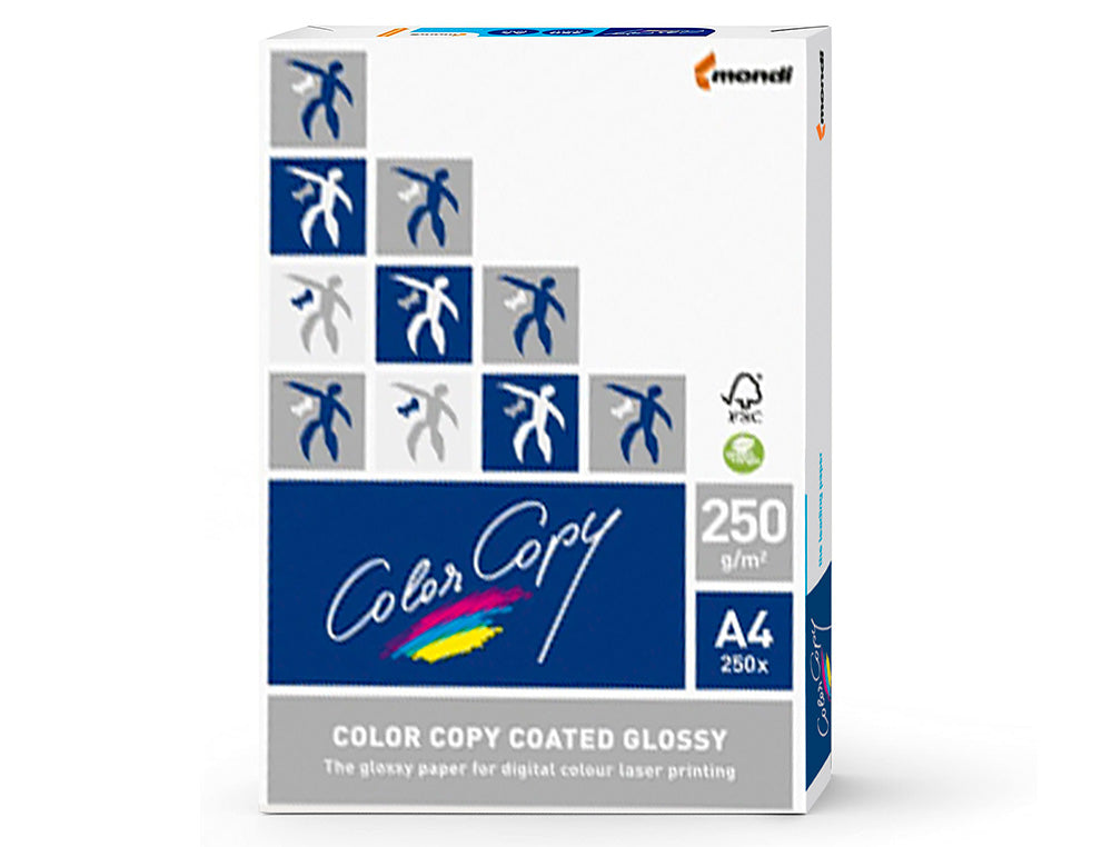 Papel fotocopiadora color copy glossy din a4 250 gramos paquete 250 hojas.