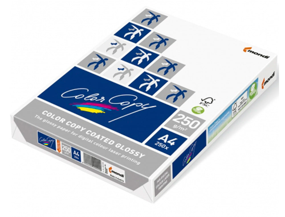 Papel fotocopiadora color copy glossy din a4 250 gramos paquete 250 hojas.