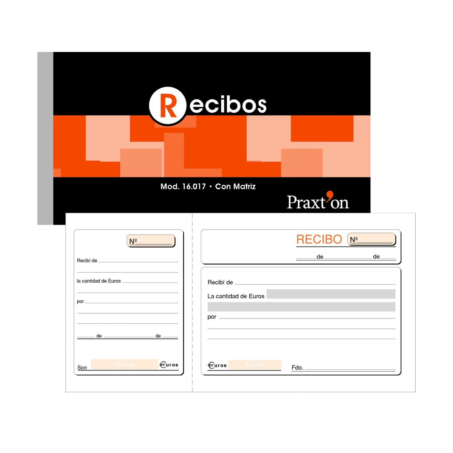 Praxt'on Talonario Recibo 16.017 con Matriz (pack 10 Ud.)