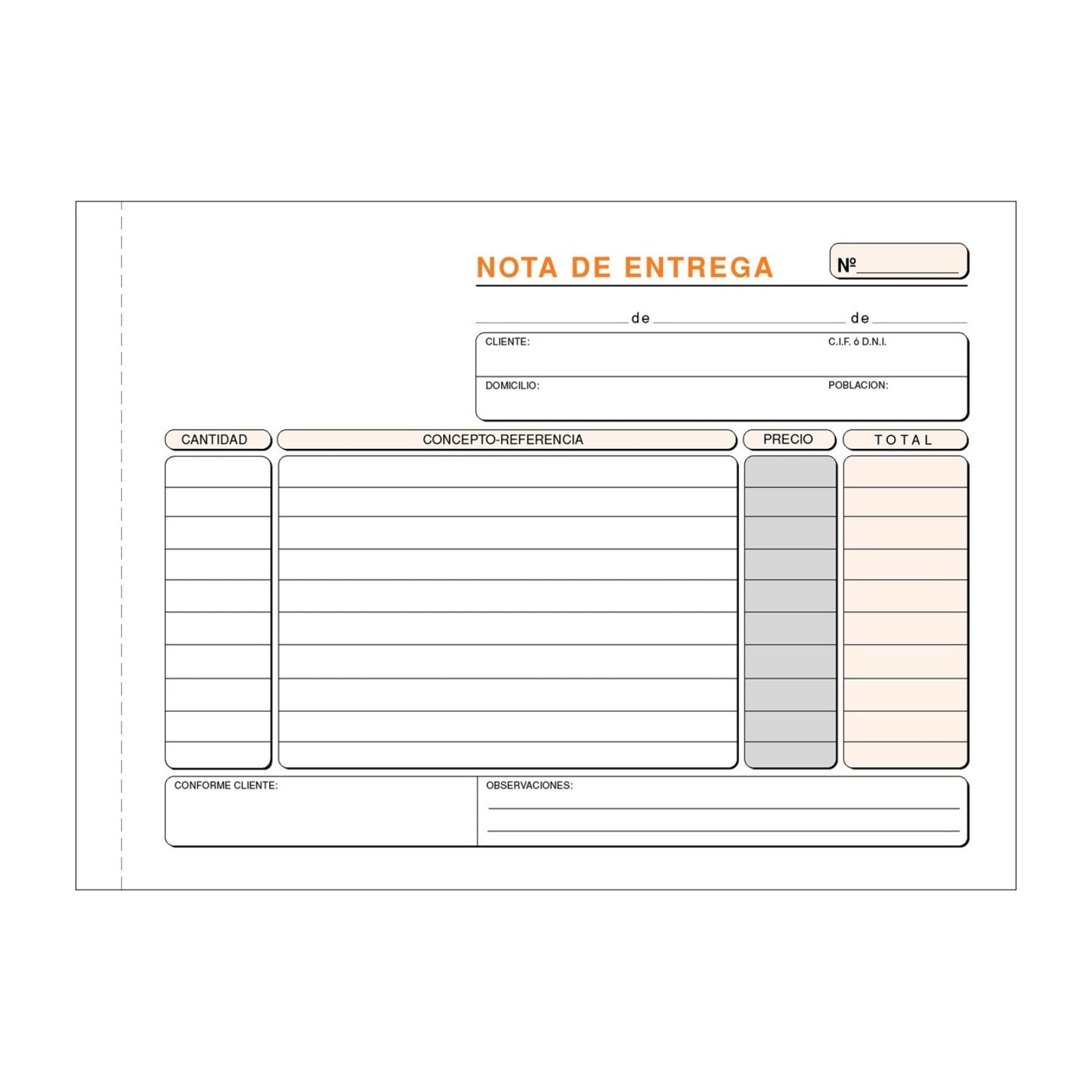 Talonarios Nota de entrega | Praxt'on - Modelo 49.046D, formato cuartilla apaisado (A5), duplicado autocopiante, original blanca y copia rosa, 50 juegos / Pack 10 unidades