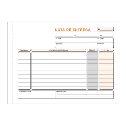 Talonarios Nota de entrega, mod. 47.046T | Praxt'on - Talonario Nota de Entregat riplicado autocopiante, 50 juegos (blanca, rosa, amarilla) // Pack 5 Unidades