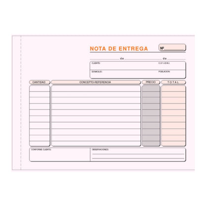 Talonarios Nota de entrega, mod. 47.046T | Praxt'on - Talonario Nota de Entregat riplicado autocopiante, 50 juegos (blanca, rosa, amarilla) // Pack 5 Unidades
