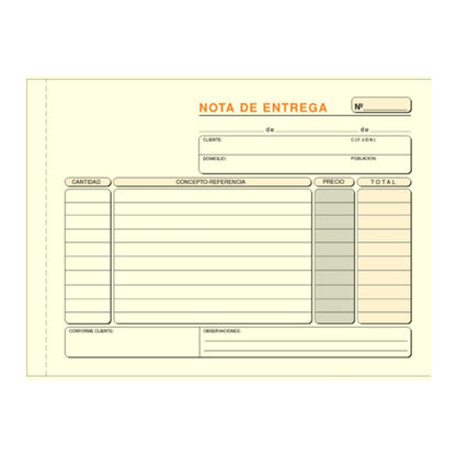 Talonarios Nota de entrega, mod. 47.046T | Praxt'on - Talonario Nota de Entregat riplicado autocopiante, 50 juegos (blanca, rosa, amarilla) // Pack 5 Unidades