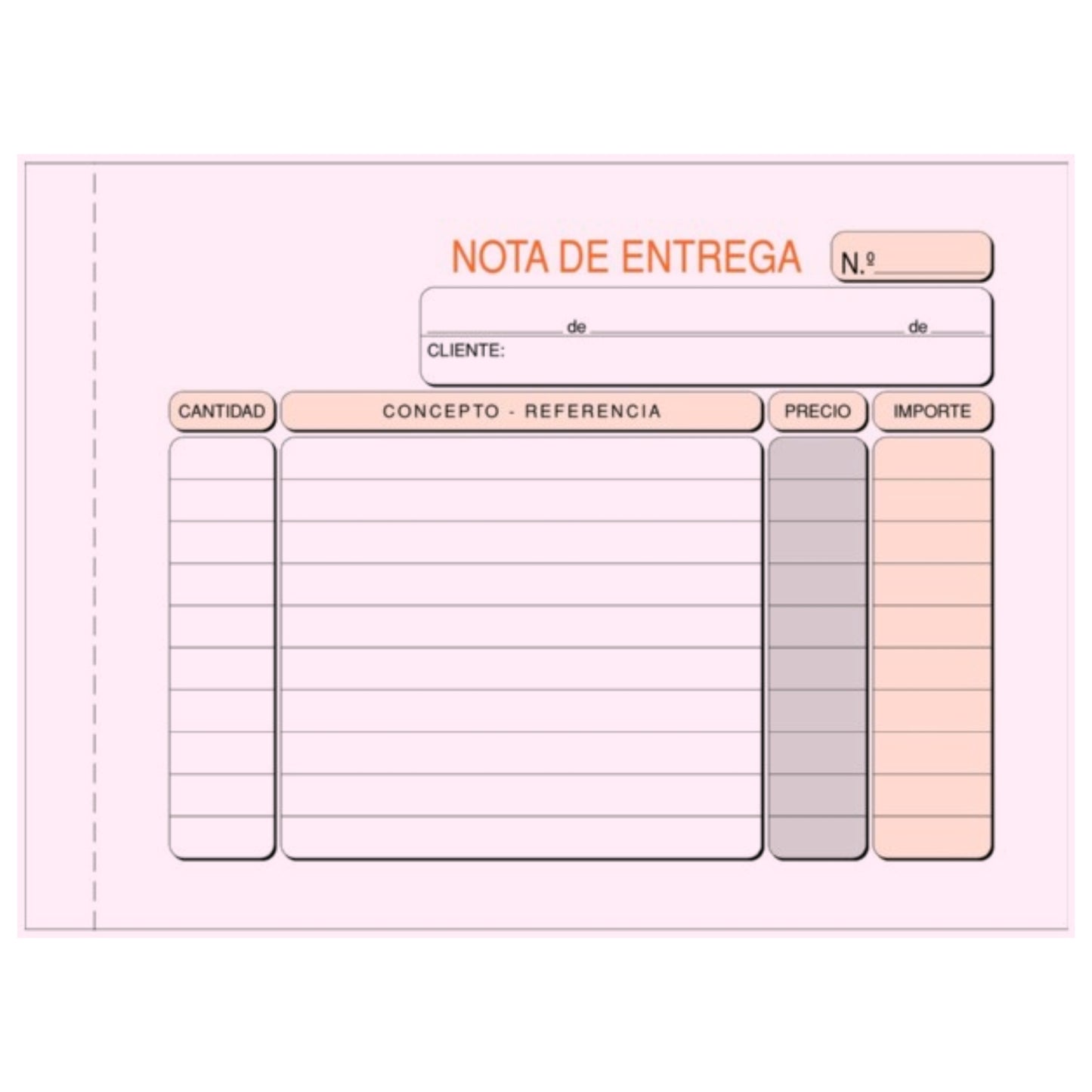 Talonario Nota de entrega | Praxt'on - Modelo 79.051D duplicado autocopiante, tamaño octavilla apaisado (A6), original blanca + copia rosa, 50 juegos - Pack 10 unidades