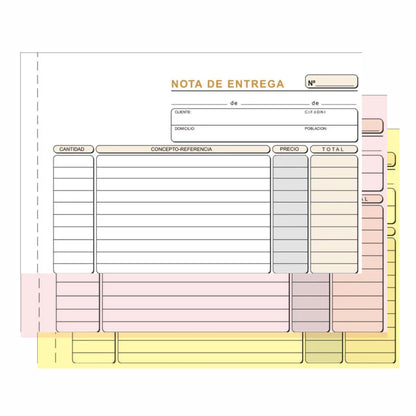 Talonario Nota de entrega, modelo 54.051T | PRAXT'ON - Pack de 5 talonarios, triplicado autocopiante, 1/8