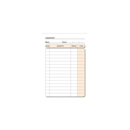 Talonario Camarero, Mod. 160.094L, copia simple | PRAXT'ON - Pack de 10 talonarios, microperforados, tamaño de bolsillo