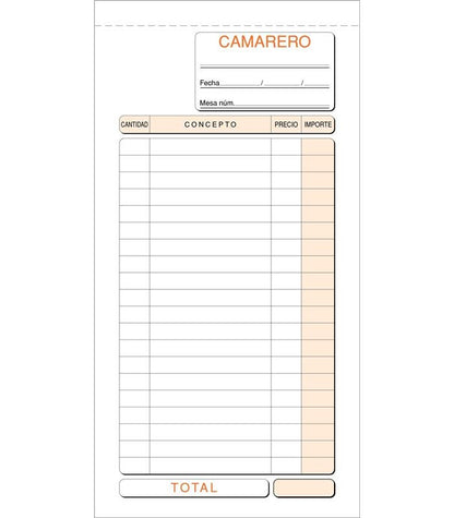 LOAN Talonario de Camarero T-101 Triplicado Autocopiante 1/3 Folio