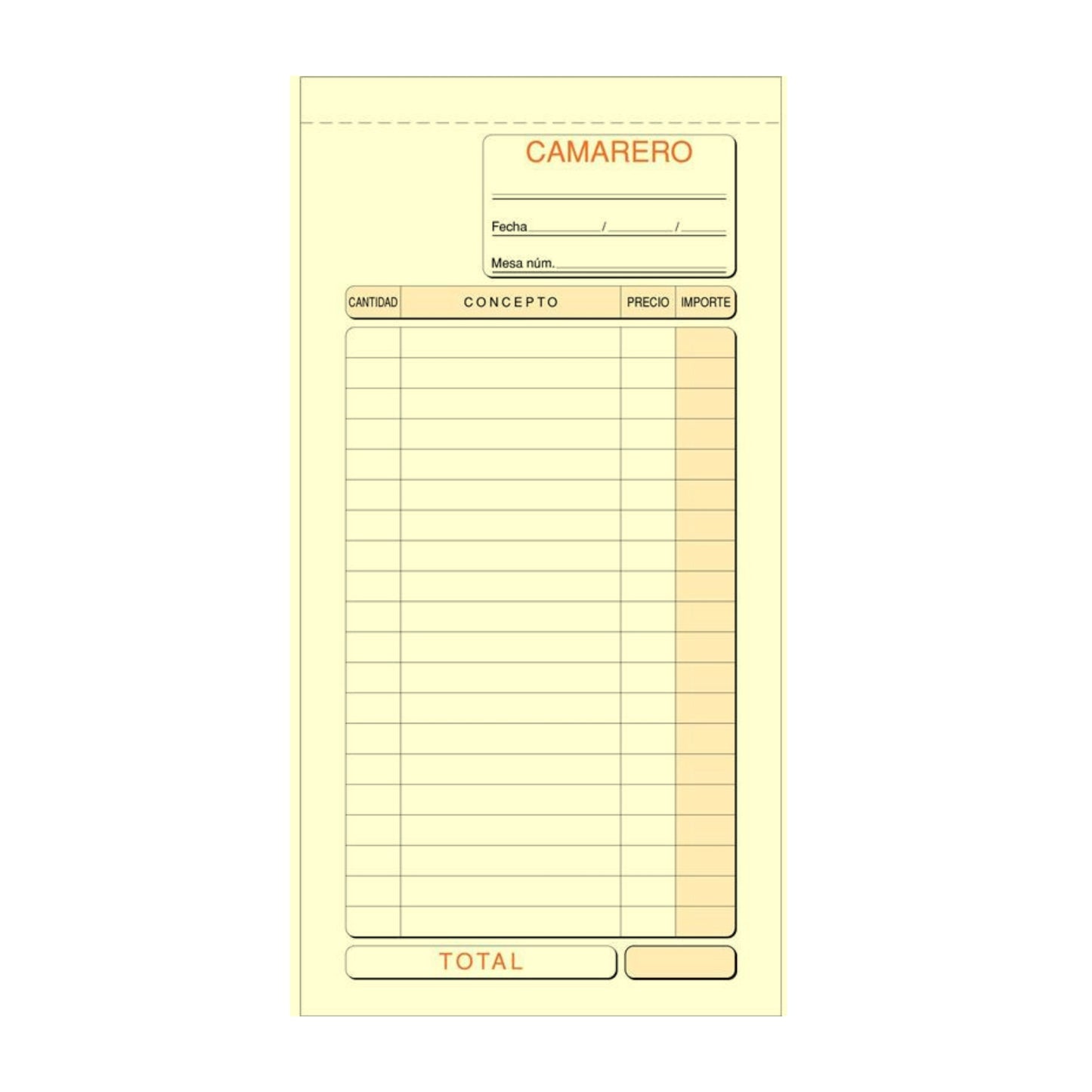 LOAN Talonario de Camarero T-101 Triplicado Autocopiante 1/3 Folio