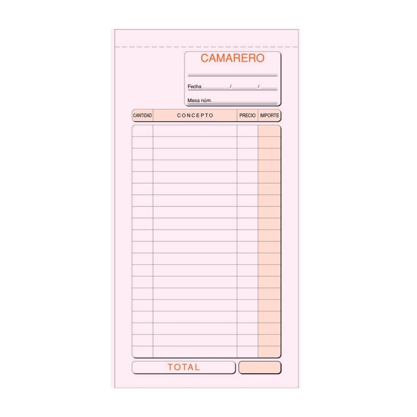 LOAN Talonario de Camarero T-101 Triplicado Autocopiante 1/3 Folio