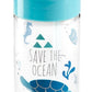 Miquelrius Botella infantil 'Save the Ocean', boquilla abatible incluida, tapón de color y botella translúcida con estampado - 430 ml