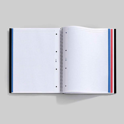 Miquelrius Cuaderno A4 'Evolution Professional' 120 Hojas de 70 g/m², 100 Cuadrículadas + 20 Lisas, Tapa Polipropileno negro, cierre de goma - 30 cm