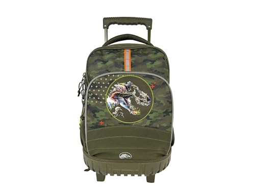 CyP Brands-Jurassic World, Mochila escolar, Mochila, Adaptable a carro, Material escolar, Backpack, Color Verde, Producto Oficial
