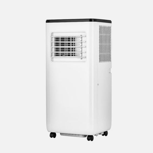 Abrila - Aire Acondicionado Portátil Puff Blanco/Negro | 7000 BTU | 2 Velocidades | Deshumidificador | Control Remoto | Kit Ventana | 70x33x28 cm