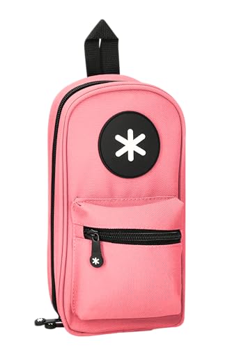 BOLSO ESCOLAR PORTATODO ANTARTIK FORMA DE MOCHILA CON BOLSILLO Y 4 DEPARTAMENTOS COLOR CORAL 230X50X120 MM