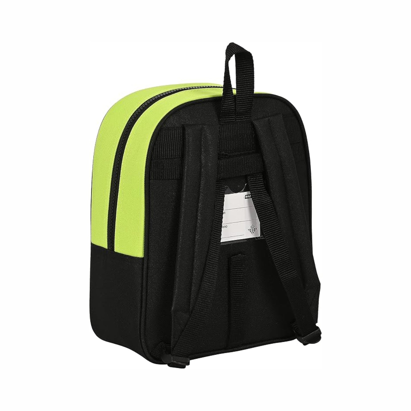 Mochila Junior Real Betis Balompié | SAFTA - Mochila infantil adaptable a carro, modelo negro y verde flúor con escudo 3D, 34cm