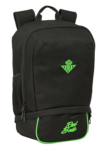 REAL BETIS BALOMPIÉ - Mochila de Deporte con Zapatillero, Mochila, Ideal para Niños de Diferentes Edades, Cómoda y Versátil, Calidad y Resistencia, 28x19x51 cm