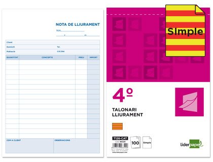 Talonario liderpapel entregas octavo apaisado 228 duplicado -texto en portugues