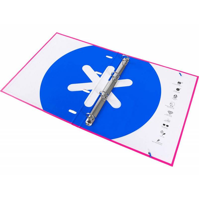 Liderpapel Carpebloc / archivador Antartik A4, 4 anillas 2,5mm, recambio 100 hojas cuadriculadas 5mm, cartón forrado, rosa fucsia con cierre elástico azul - 31 cm