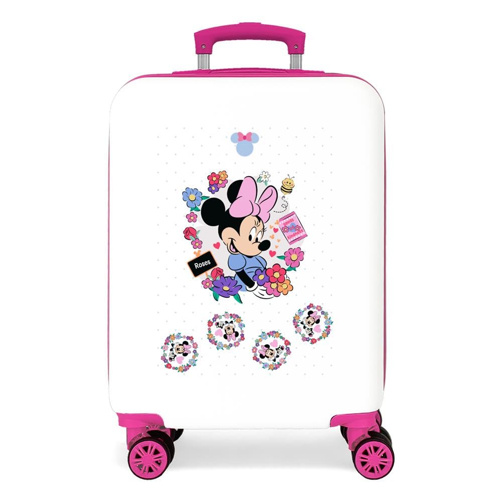 Joumma Disney Minnie Flowers Maleta de Cabina Blanco 38x55x20 cms Rígido 2 kgs Cierre de combinación Lateral ABS 2 kgs 35L Equipaje de Mano
