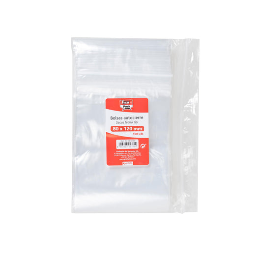 Fixo Pack 50063200－Pack de 100 bolsas autocierre, 80 x 120 mm