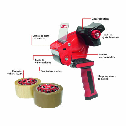 FIXO 8413623770298 Dispensador Precinto Metalico Maquina Precintar Pistola Mango Ergonomico Embalar, Gris