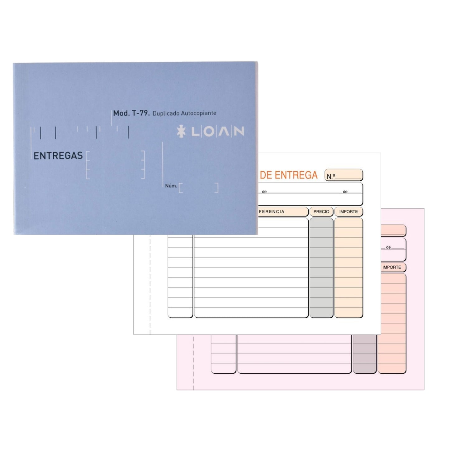 LOAN Talonario , Pack 10 talonarios ,Nota de Entrega T-79 Duplicado Autocopiante A6 - 50 Juegos cada talonario
