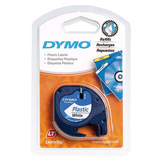 Dymo Recambio de Etiquetas Autoadhesivas Plástico Blanco 12mm X 4m