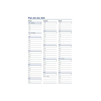 Agenda anual 2026, cuartilla | MYRGA - Dietario 416 páginas (día por página), tapa dura encuadernada en Geltex y estampado dorado // Ref: 2111