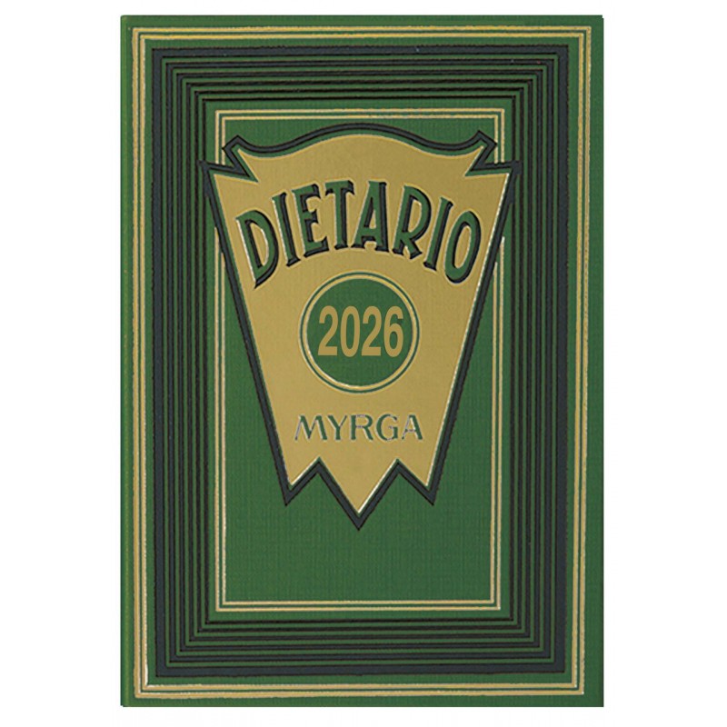 Agenda anual 2026, cuartilla | MYRGA - Dietario 416 páginas (día por página), tapa dura encuadernada en Geltex y estampado dorado // Ref: 2111