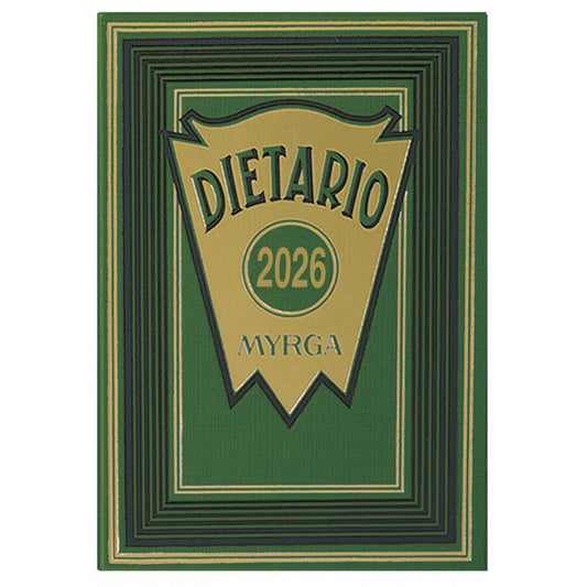 Agenda anual 2026, cuartilla | MYRGA - Dietario 416 páginas (día por página), tapa dura encuadernada en Geltex y estampado dorado // Ref: 2111