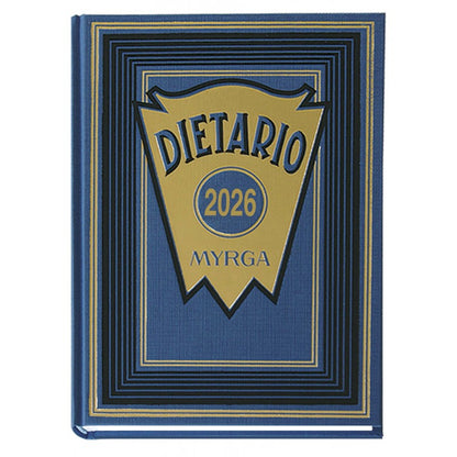 Agenda anual 2026, cuartilla | MYRGA - Dietario 416 páginas (día por página), tapa dura encuadernada en Geltex y estampado dorado // Ref: 2111