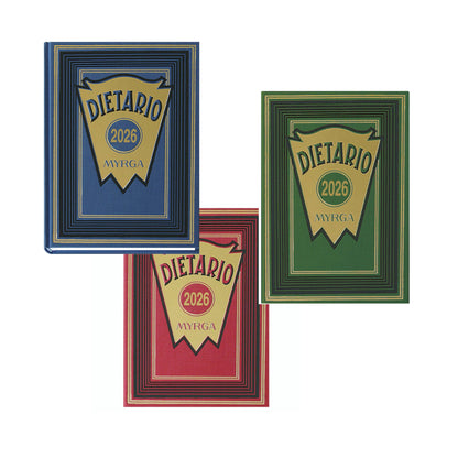 Agenda anual 2026, cuartilla | MYRGA - Dietario 416 páginas (día por página), tapa dura encuadernada en Geltex y estampado dorado // Ref: 2111