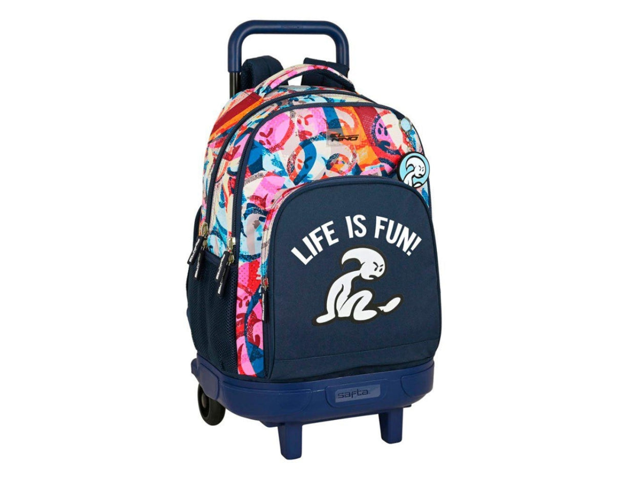 Mochila escolar grande con ruedas El Niño modelo 'Life is fun' | SAFTA - Triple compartimento, extraíble, 45 cm // Ref: 612207918
