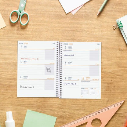 Agenda 2024/25 octavilla Floral  FINOCAM - Planificador año 2024/25, 17 cm, semana vista, papel calidad 70 gramos, tamaño bolsillo // Ref: 645000625