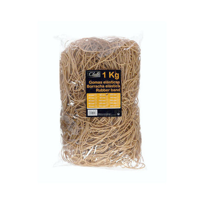 Gomas elásticas, bolsa de 1kg | CLUB - Pack de gomas de distinto tamaño (números 8, 10 y 12), multiusos, alta resistencia, color marrón natural