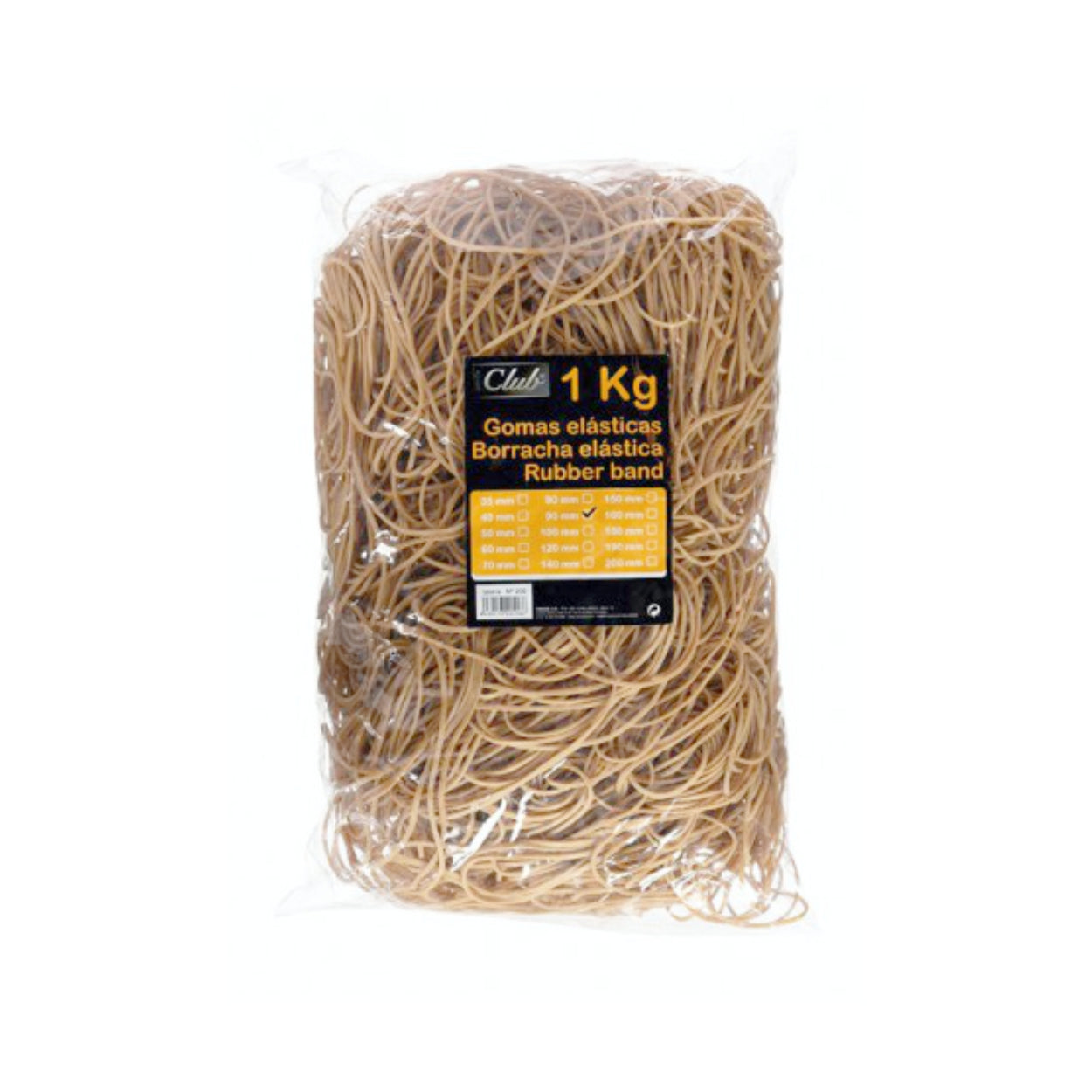 Gomas elásticas, bolsa de 1kg | CLUB - Pack de gomas de distinto tamaño (números 8, 10 y 12), multiusos, alta resistencia, color marrón natural