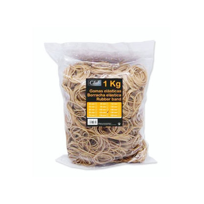 Gomas elásticas, bolsa de 1kg | CLUB - Pack de gomas de distinto tamaño (números 8, 10 y 12), multiusos, alta resistencia, color marrón natural