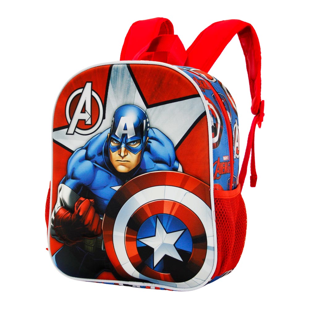 Mochila guardería 3D Capitán América 'Gravity' | KARACTERMANIA - Mochila preescolar con relieve frontal, oficial de Marvel, rojo // Ref: 03252