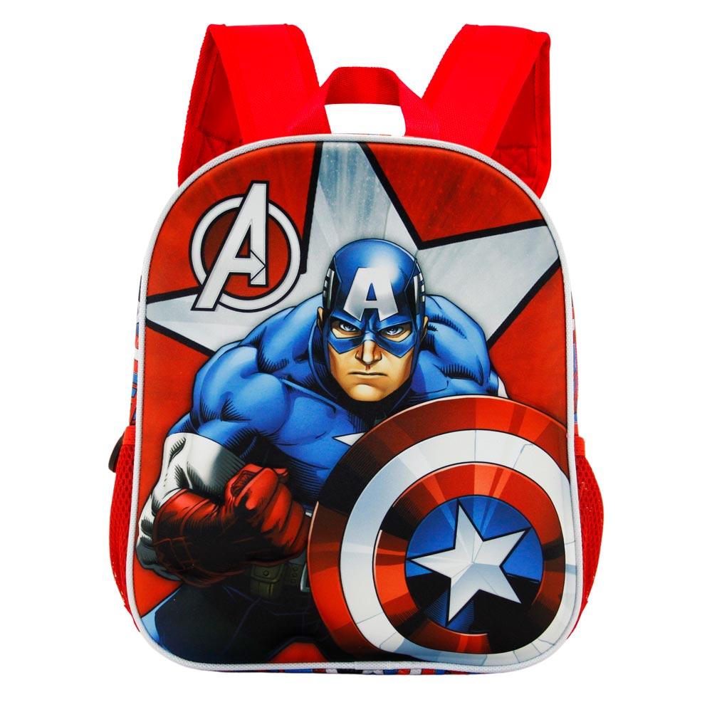 Mochila guardería 3D Capitán América 'Gravity' | KARACTERMANIA - Mochila preescolar con relieve frontal, oficial de Marvel, rojo // Ref: 03252