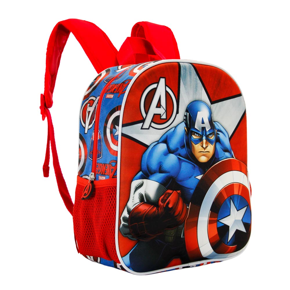 Mochila guardería 3D Capitán América 'Gravity' | KARACTERMANIA - Mochila preescolar con relieve frontal, oficial de Marvel, rojo // Ref: 03252