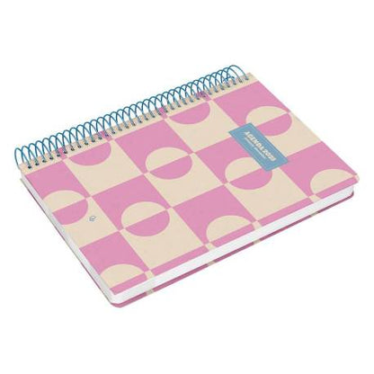 Agenda 2025 Classic A5 color rosa  LIDERPAPEL - Agenda día página del año 2025, encuadernación en espiral metálica celeste, cubiertas de polipropileno, papel 70 gramos // Ref: 170385
