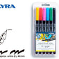 Rotuladores acuarelables Lyra, doble punta (1-5 mm y 1 mm), pack de 6 colores vivos, ideales para bocetos y diseños - REF: L6521060